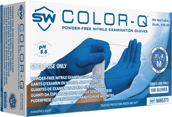 Color-Q pH Natural Nitrile 2-Ply Powder-Free Exam Gloves