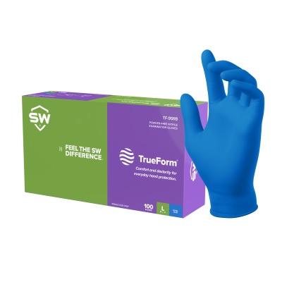 SW TrueForm TF-95RB Royal Blue 3.1mil Biodegradable Nitrile Exam Gloves – 100ct