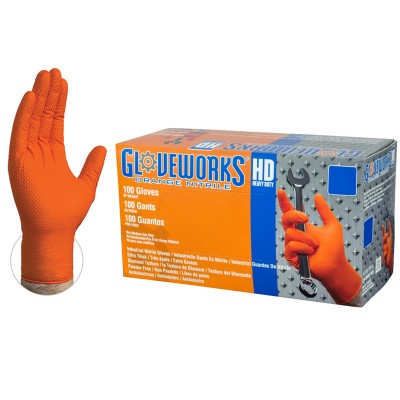 Gloveworks® HD Orange Nitrile Industrial Latex Free Disposable Gloves (Case of 1000)
