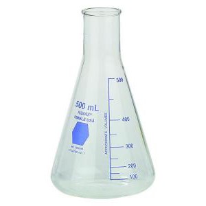 KIMAX Narrow Mouth Erlenmeyer Flasks with Color Graduations
